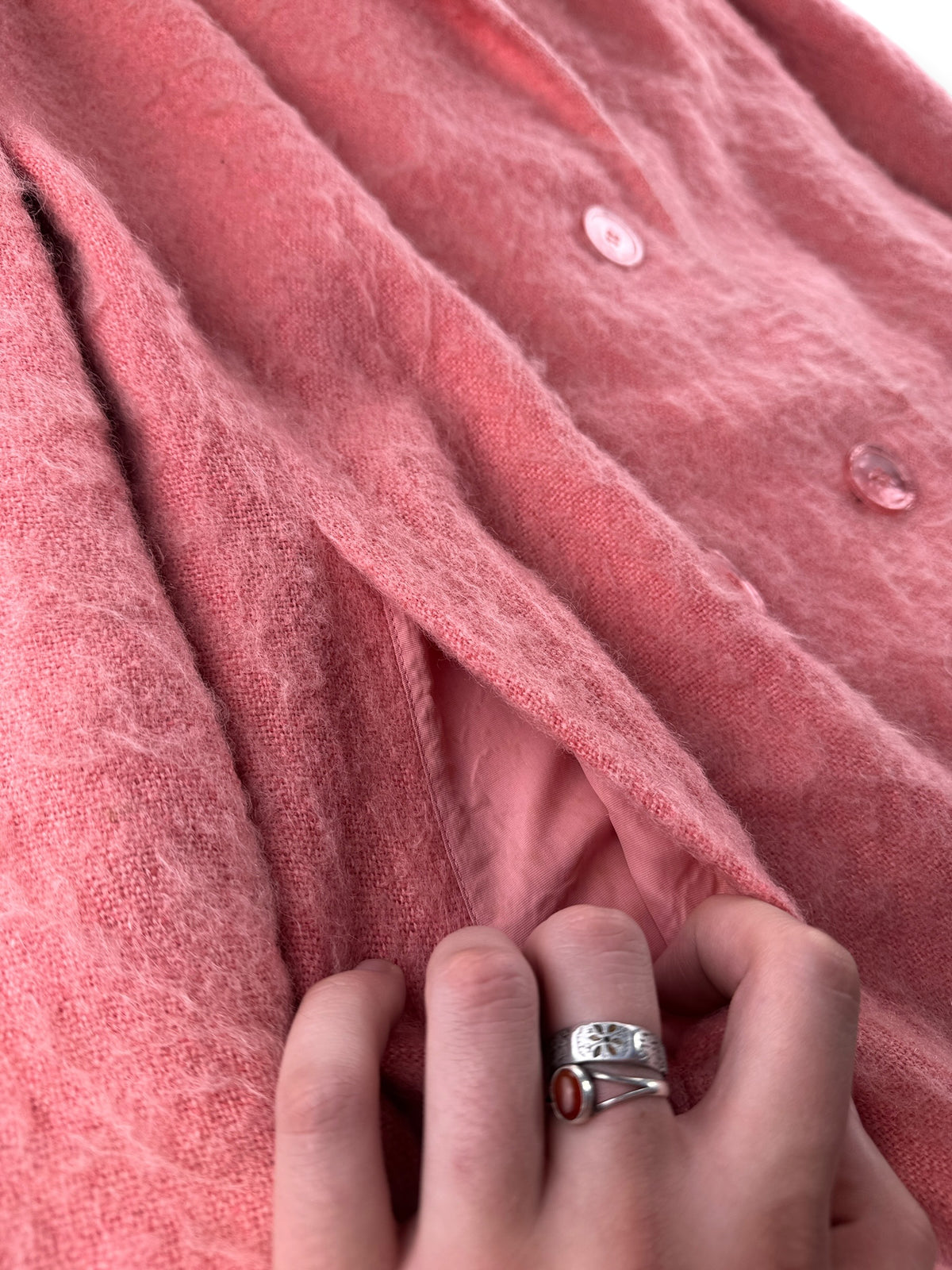 Pockets on Vintage 60s Bubblegum Mohair Coat SZ S