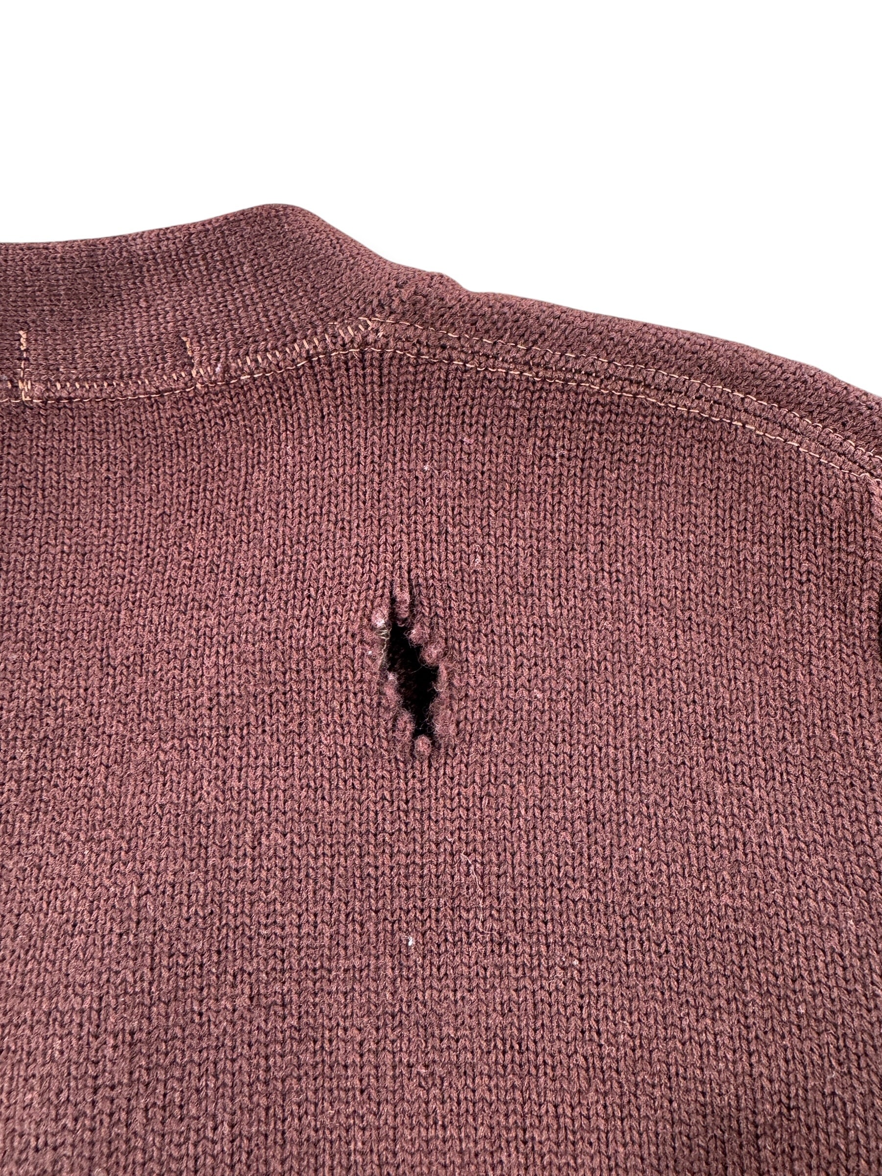 Hole on Vintage Brown Letterman GHS Cardigan SZ XS - AS IS