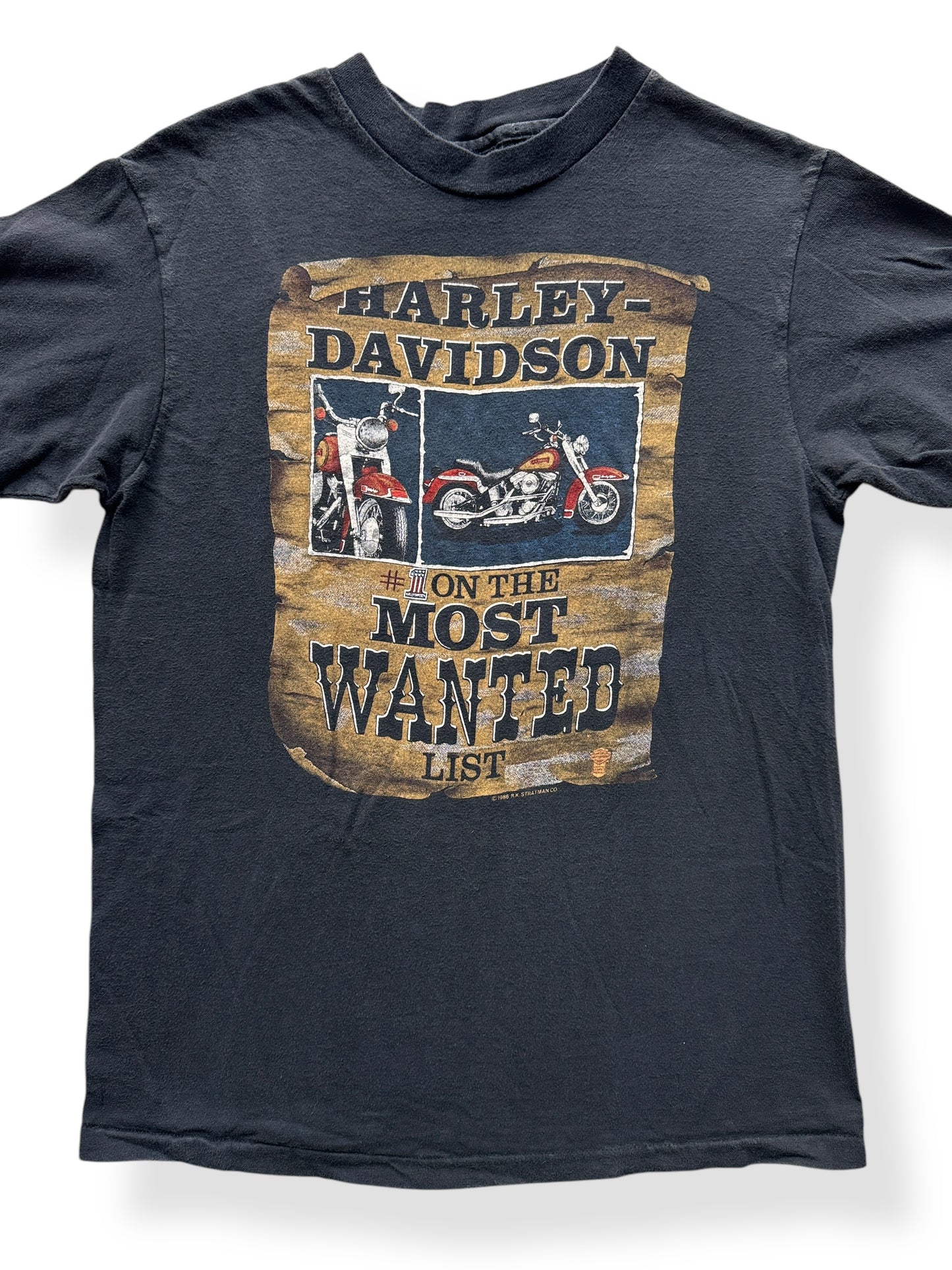 Front Close Up of Vintage Harley Davidson Most Wanted Grand Junction Tee SZ S