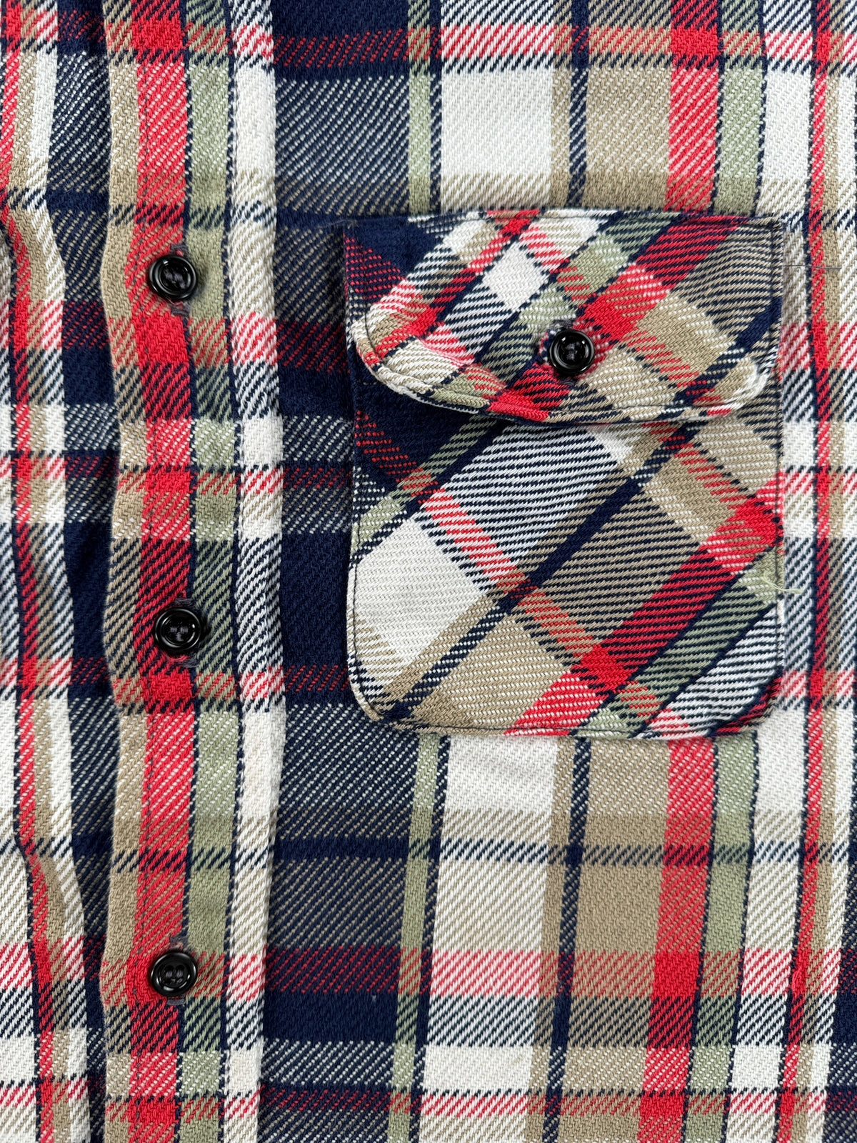 Buttons and pockets on Vintage 1970s/80s Big Mike Cotton Woven Flannel SZ XL