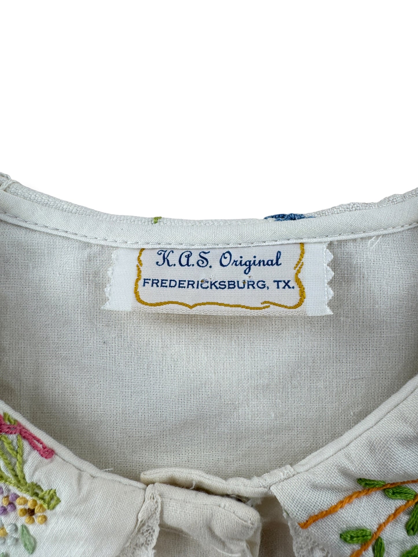 Tag on Vintage KAS Embroidered Blouse SZ M