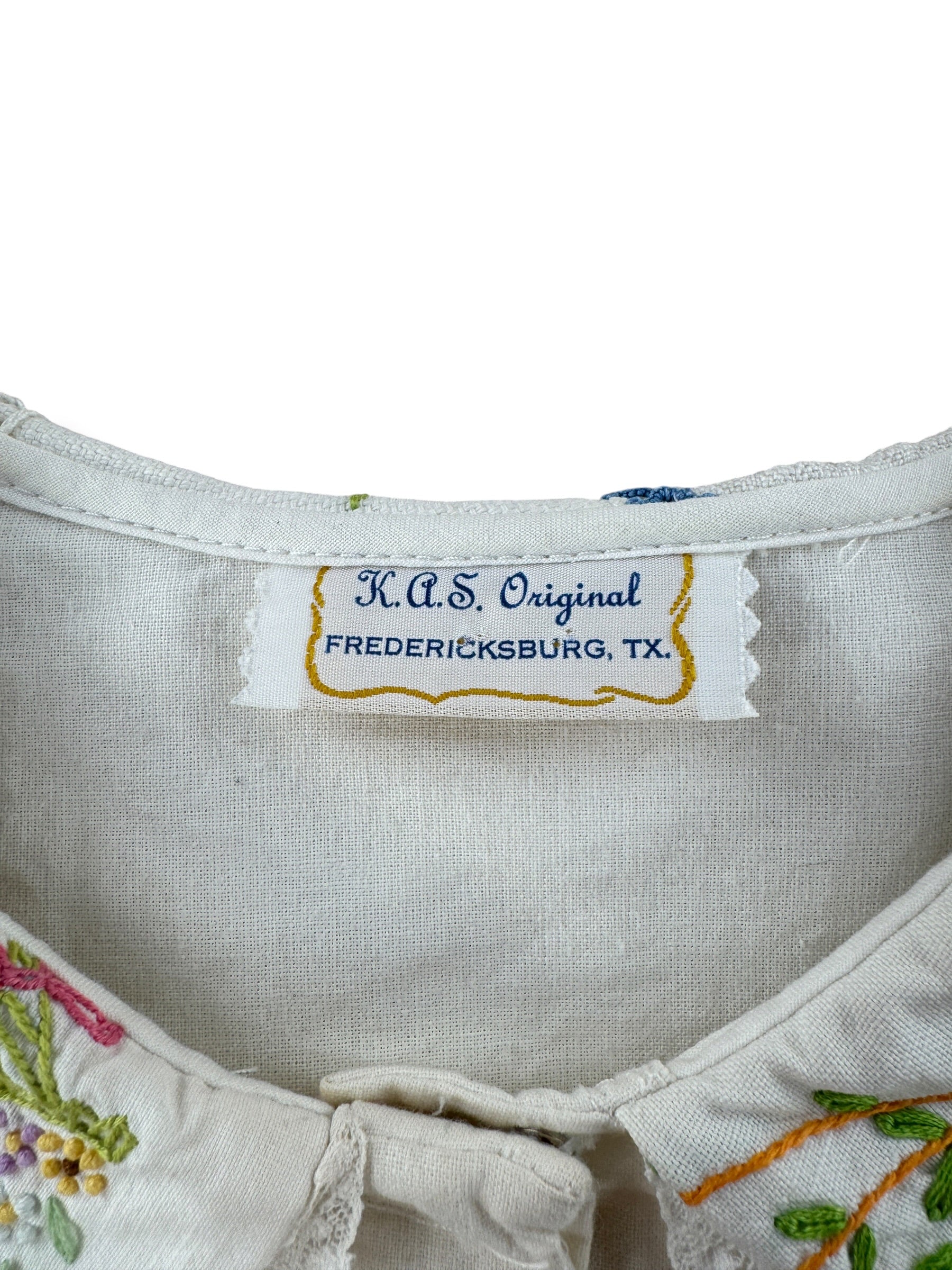 Tag on Vintage KAS Embroidered Blouse SZ M