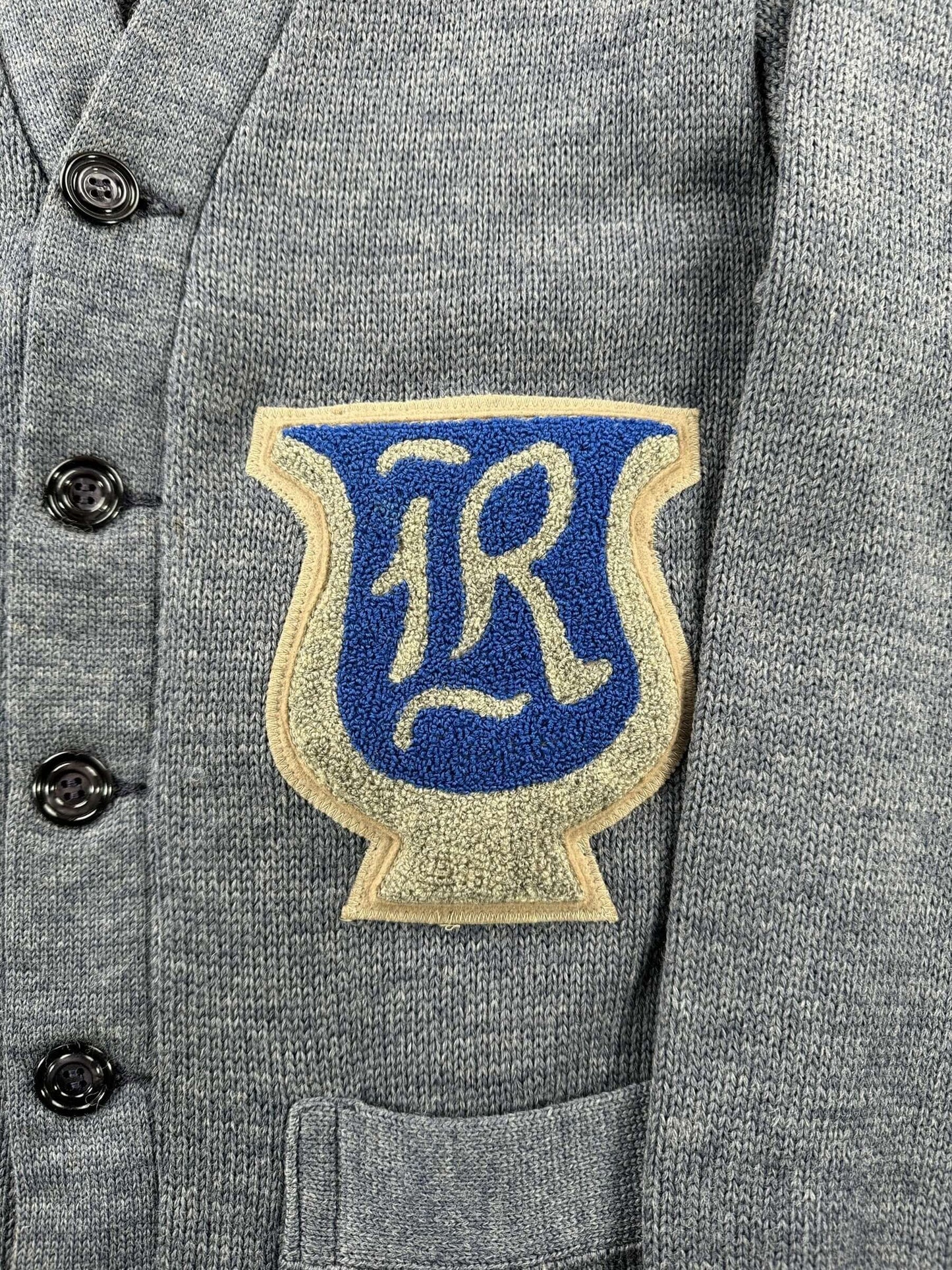 Patch on Vintage Sandknit Letterman 40s/50s Era Cardigan SZ 36
