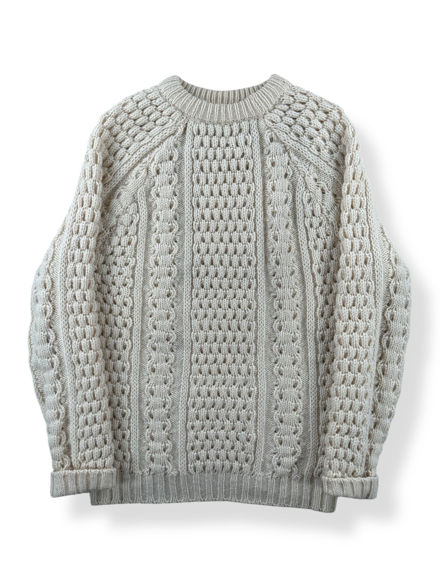 Front of Vintage Handknit Wool Cable Knit Sweater SZ L