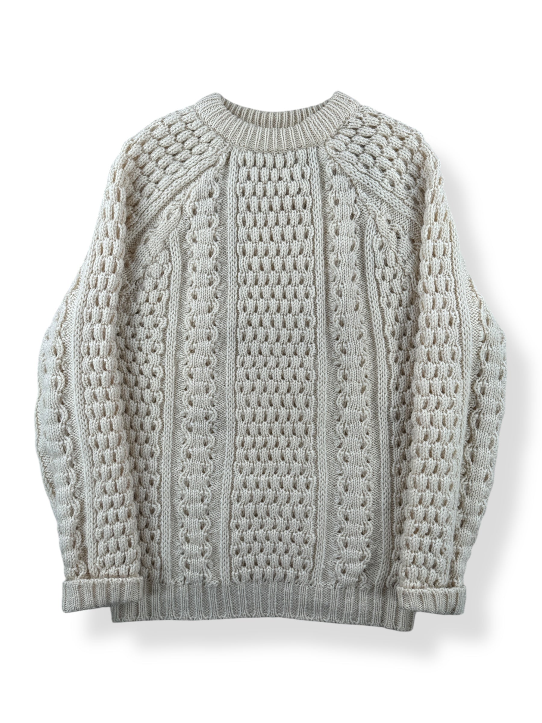 Front of Vintage Handknit Wool Cable Knit Sweater SZ L