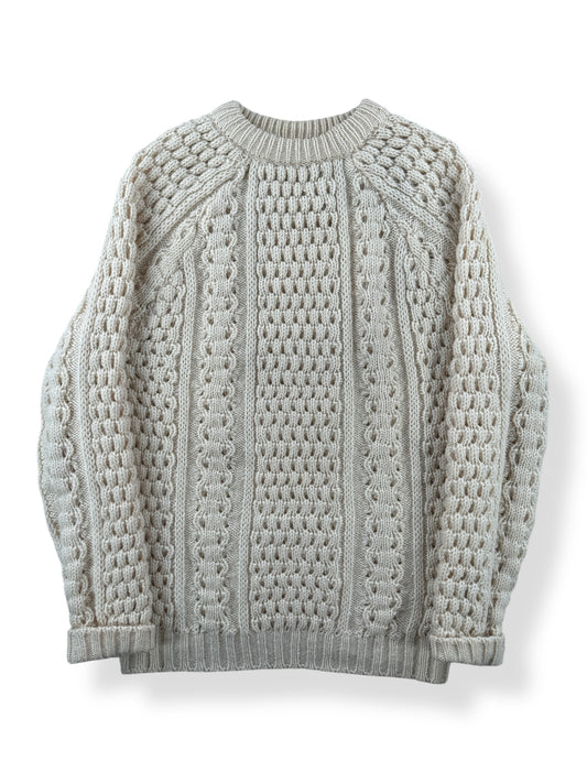 Front of Vintage Handknit Wool Cable Knit Sweater SZ L