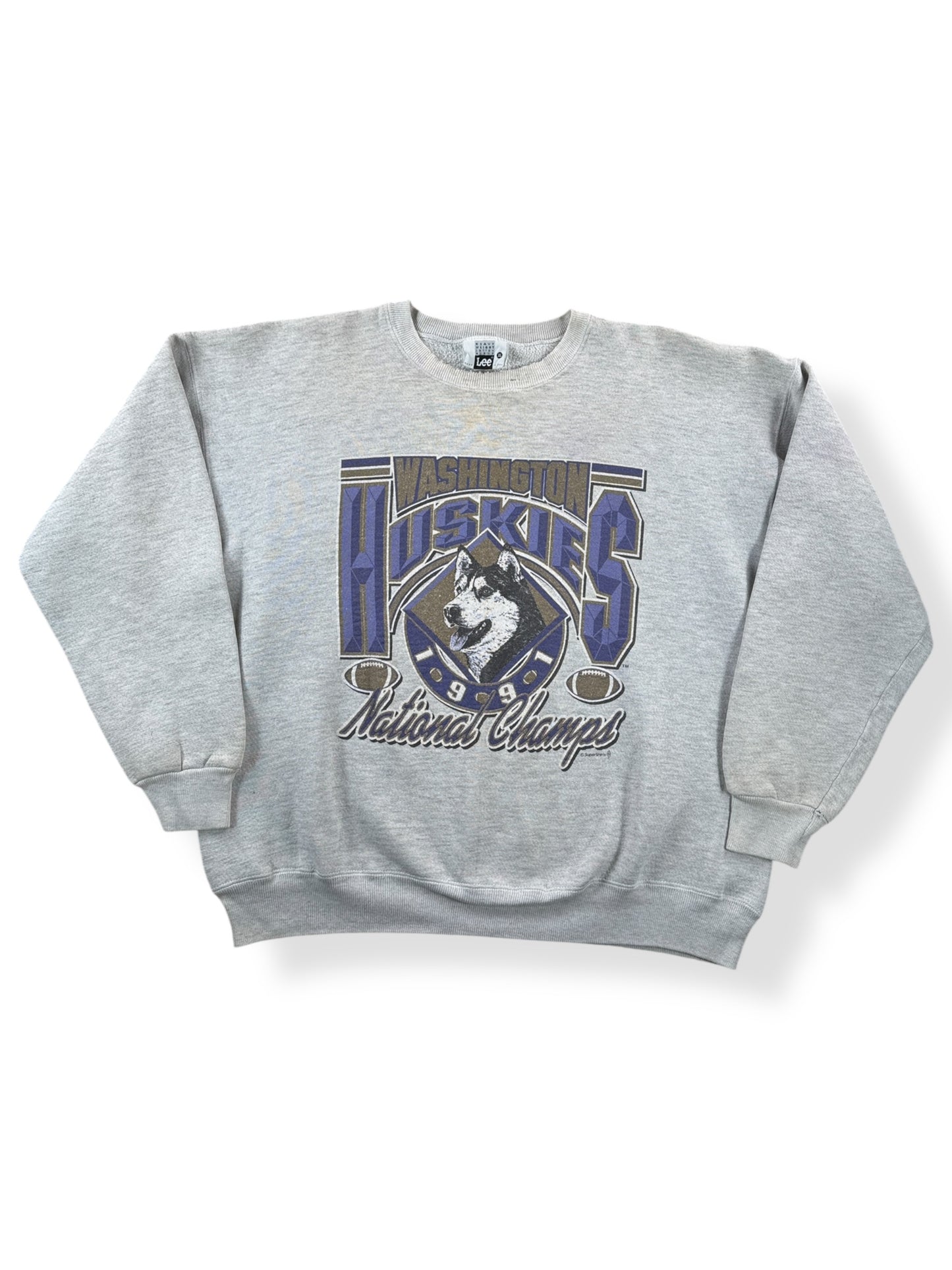 Front of Vintage Huskies Glitter Sweatshirt SZ XL