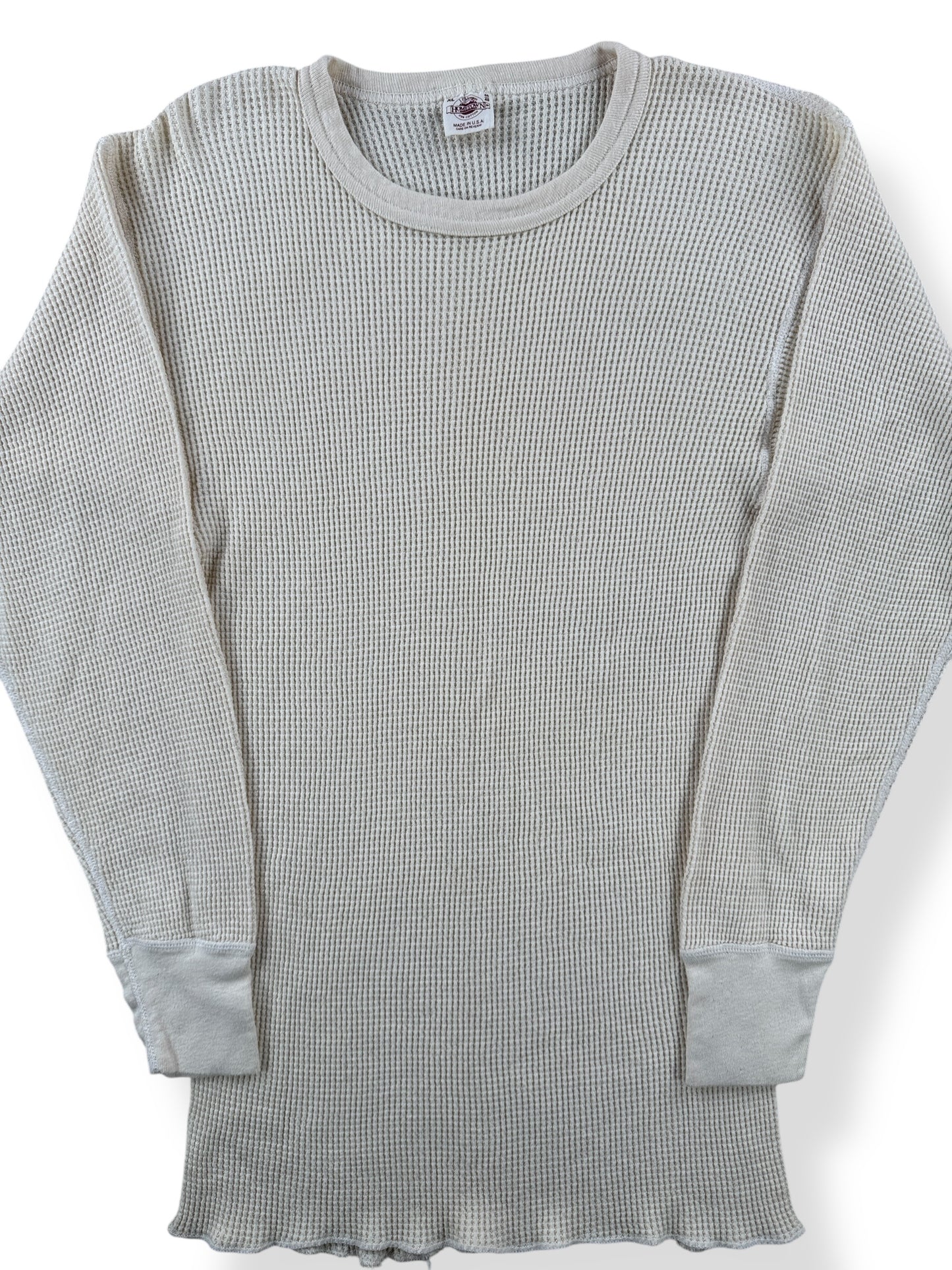 Front Close Up of Vintage J.E. Morgan 100% Cotton Waffle Undershirt SZ XL (Fits XS)