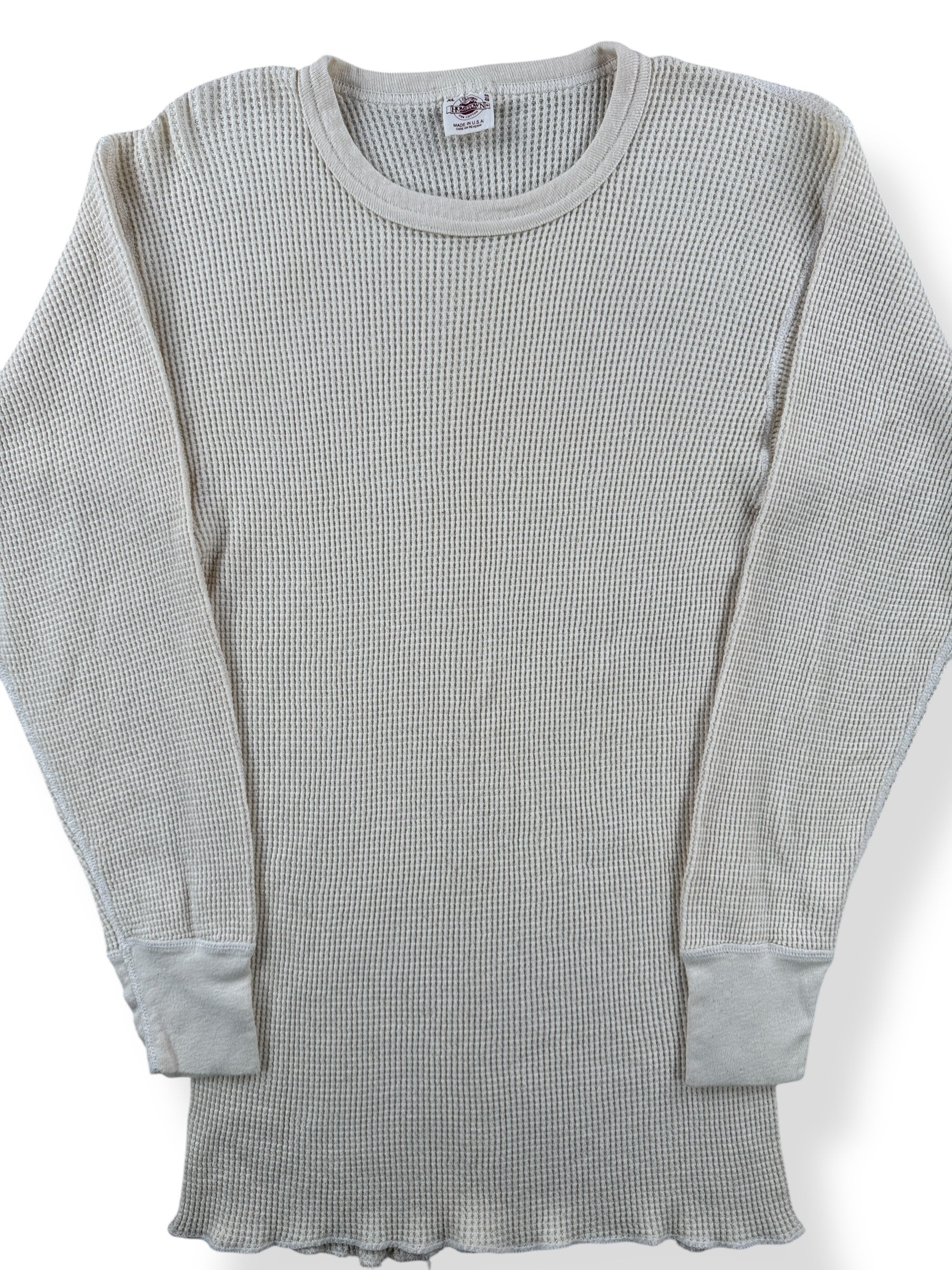 Front Close Up of Vintage J.E. Morgan 100% Cotton Waffle Undershirt SZ XL (Fits XS)