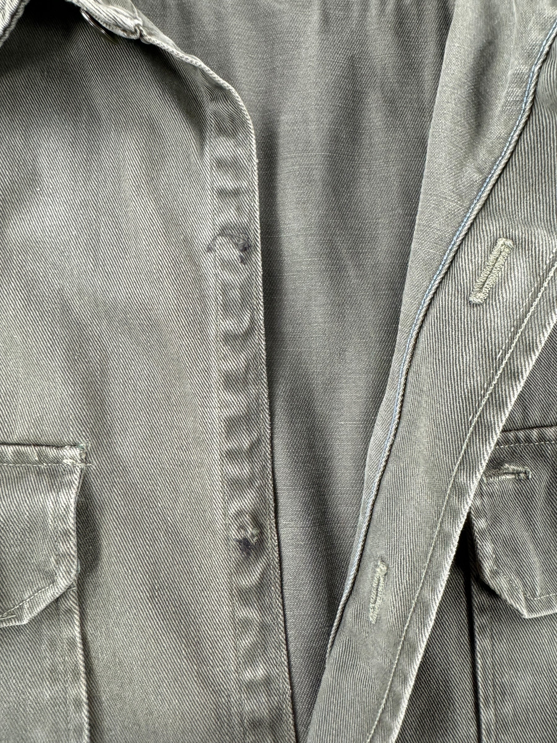 Missing Buttons on Vintage Washington "Dee-Cee" Vat Dyed Grey Twill Shirt SZ XL AS IS