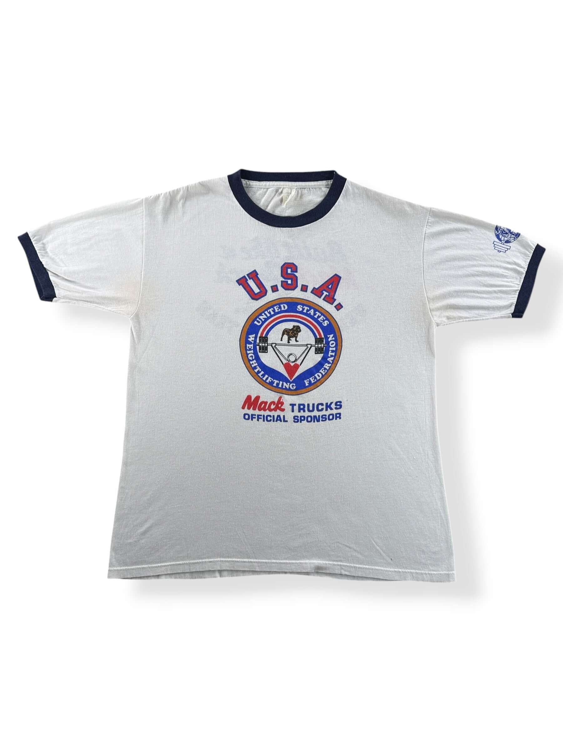 Front of Vintage Mack Truck Weightlifting Tee SZ XL (Fits L)