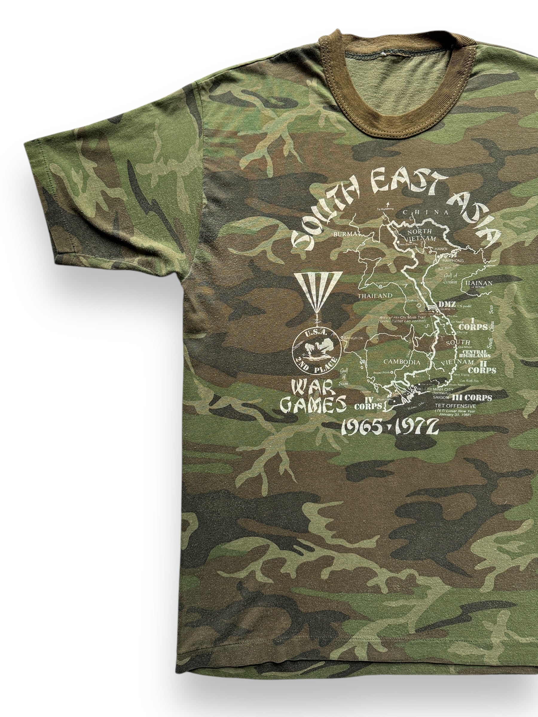 front right of Vintage Vietnam War Camo Tee SZ S