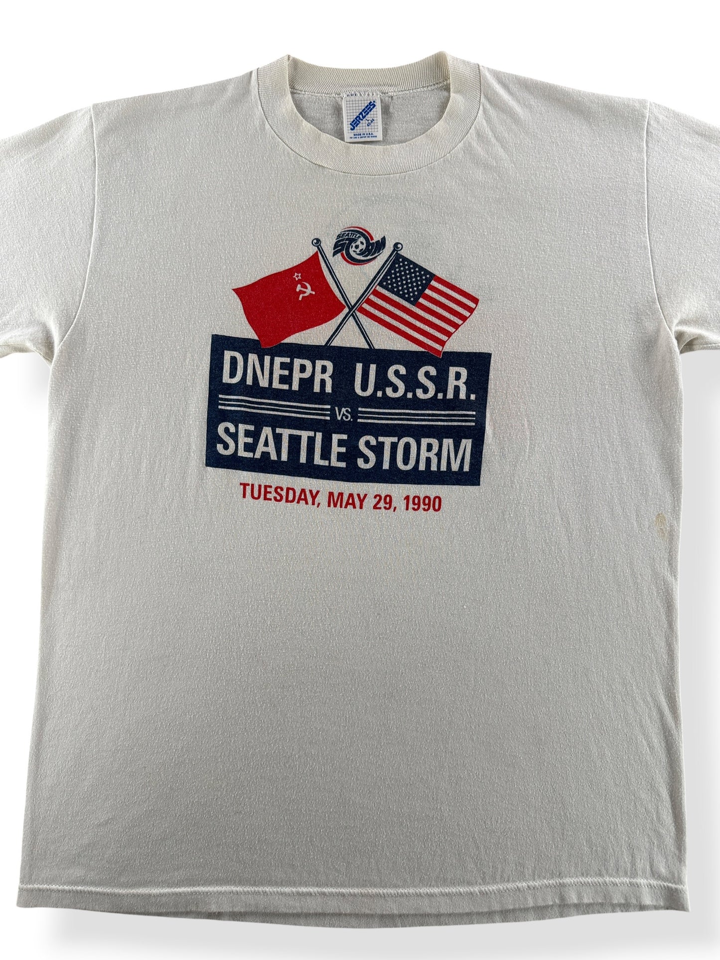 Close up of Vintage '90 USSR vs Seattle Storm Tee SZ L (Fits M)