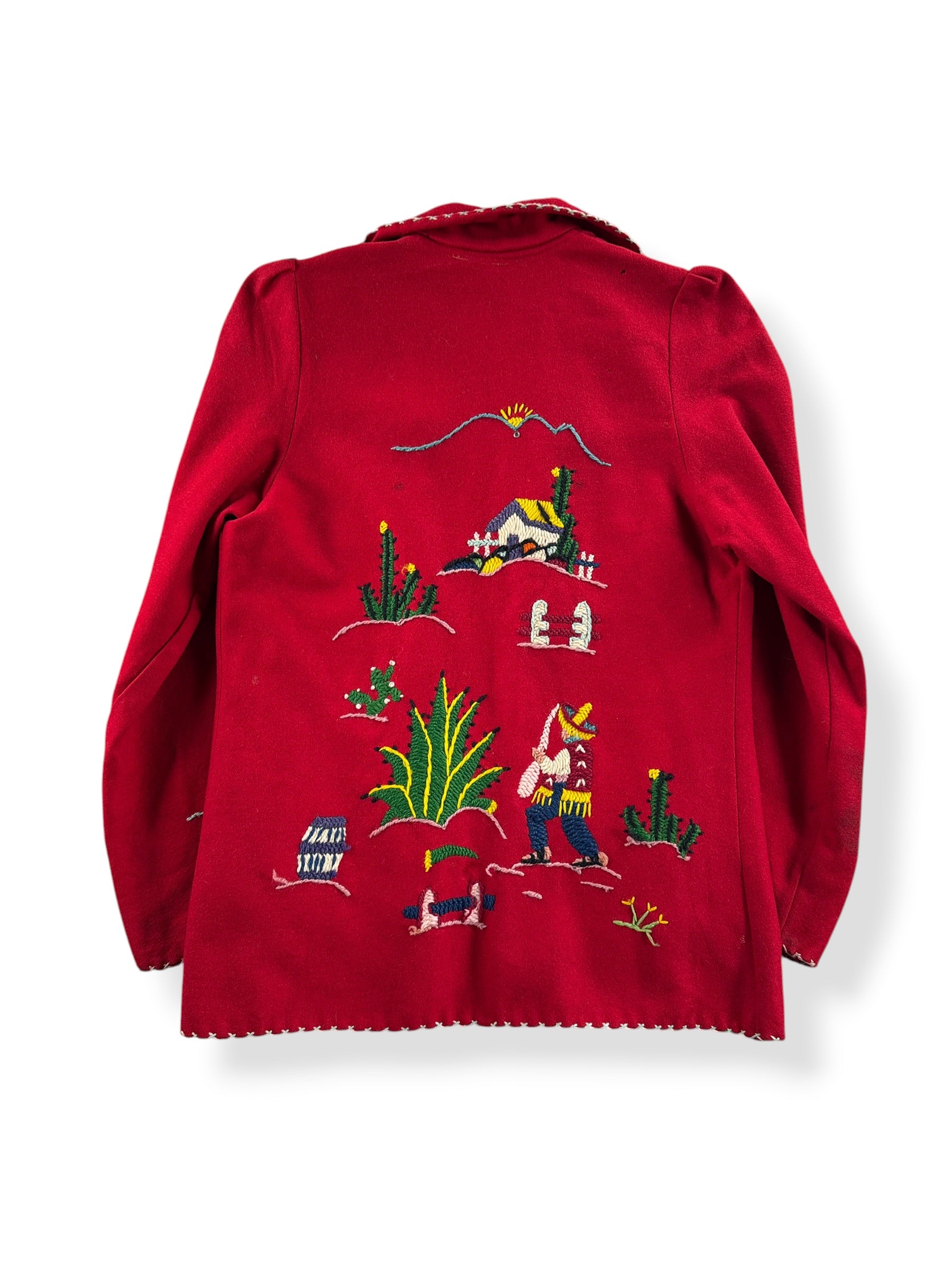 Back of Vintage Lopez Mexican Embroidered Coat SZ XS