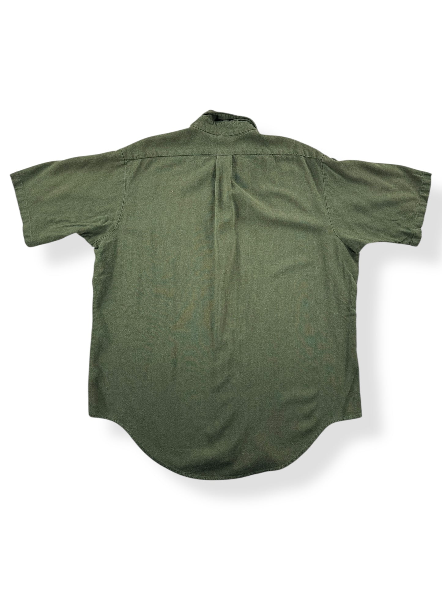 Back of Vintage Dark Green Davinci Rayon Shirt SZ L