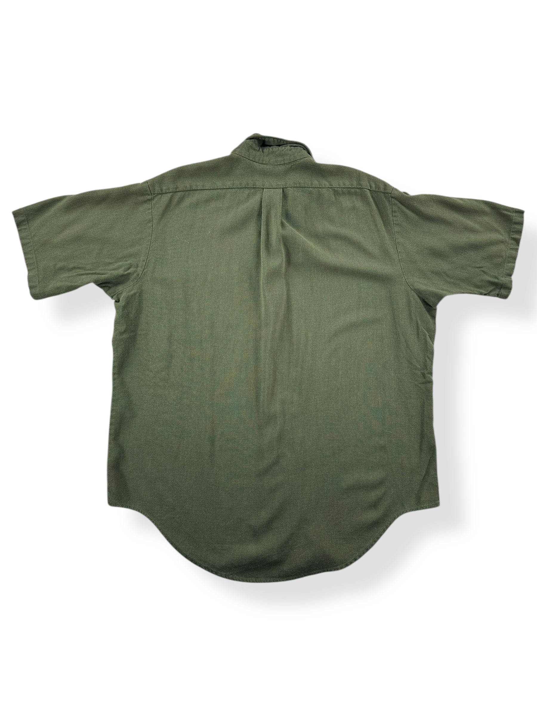 Back of Vintage Dark Green Davinci Rayon Shirt SZ L