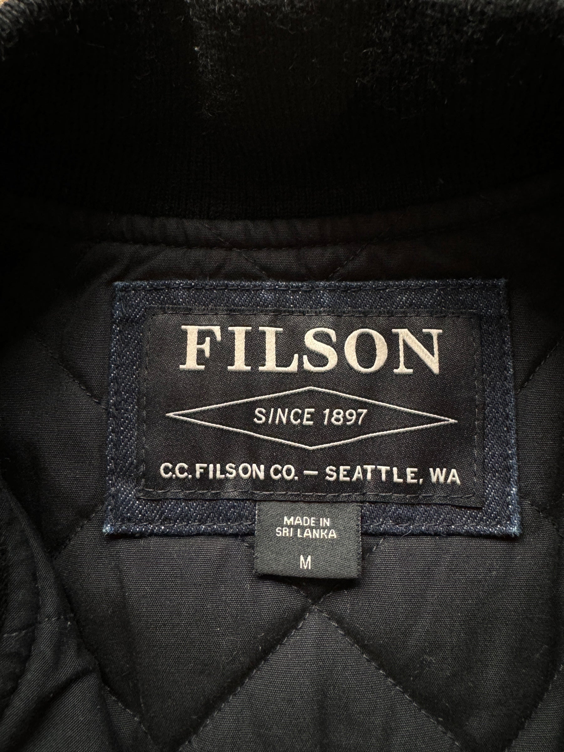 tag on Filson Denim Insulated Work Vest SZ M