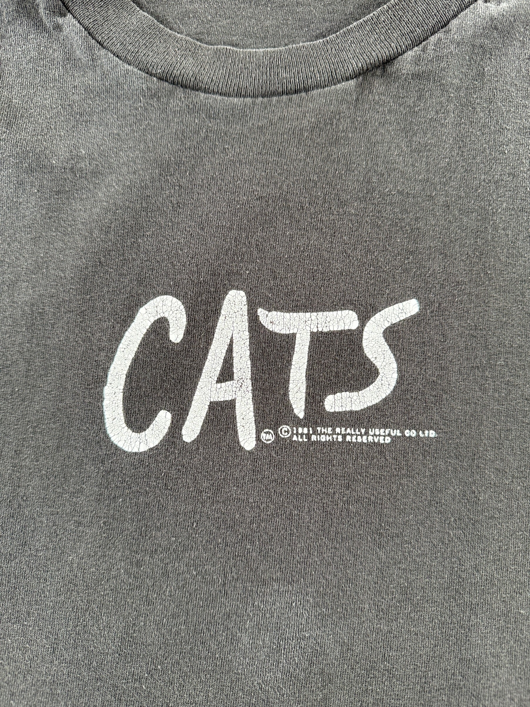 Graphic of Vintage Faded Black Cats Tee SZ XL