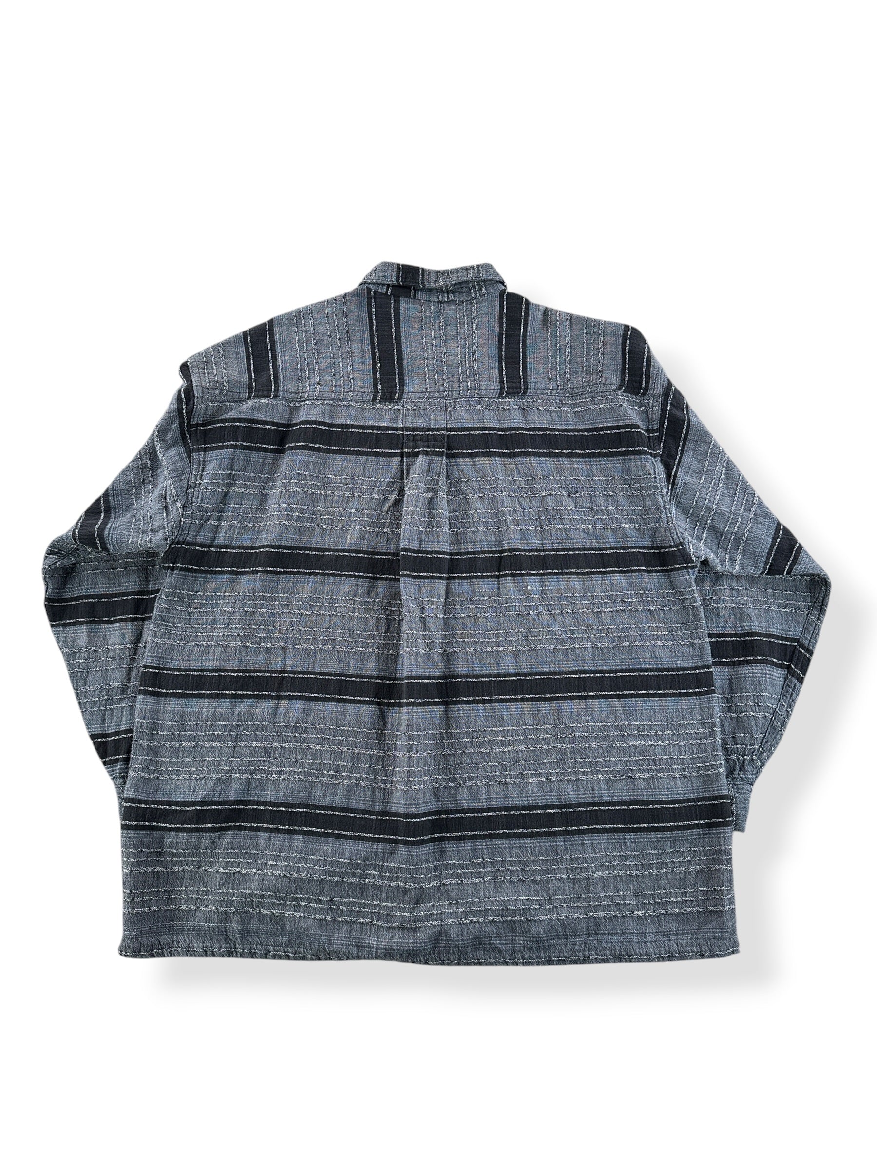 Back of Vintage Goouch Striped Textured Shirt SZ XXL (Fits XL)