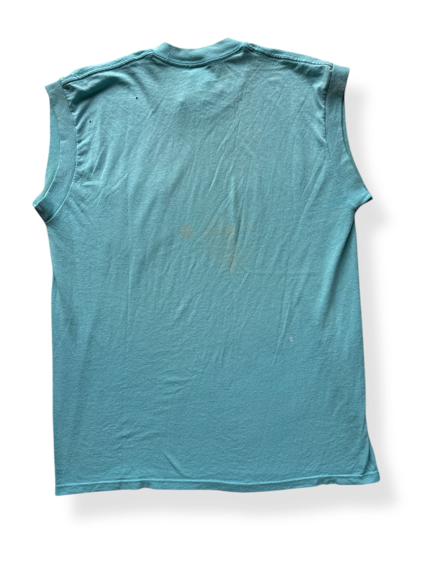 Back of Vintage Teal Sleeveless Pocket Tee SZ L