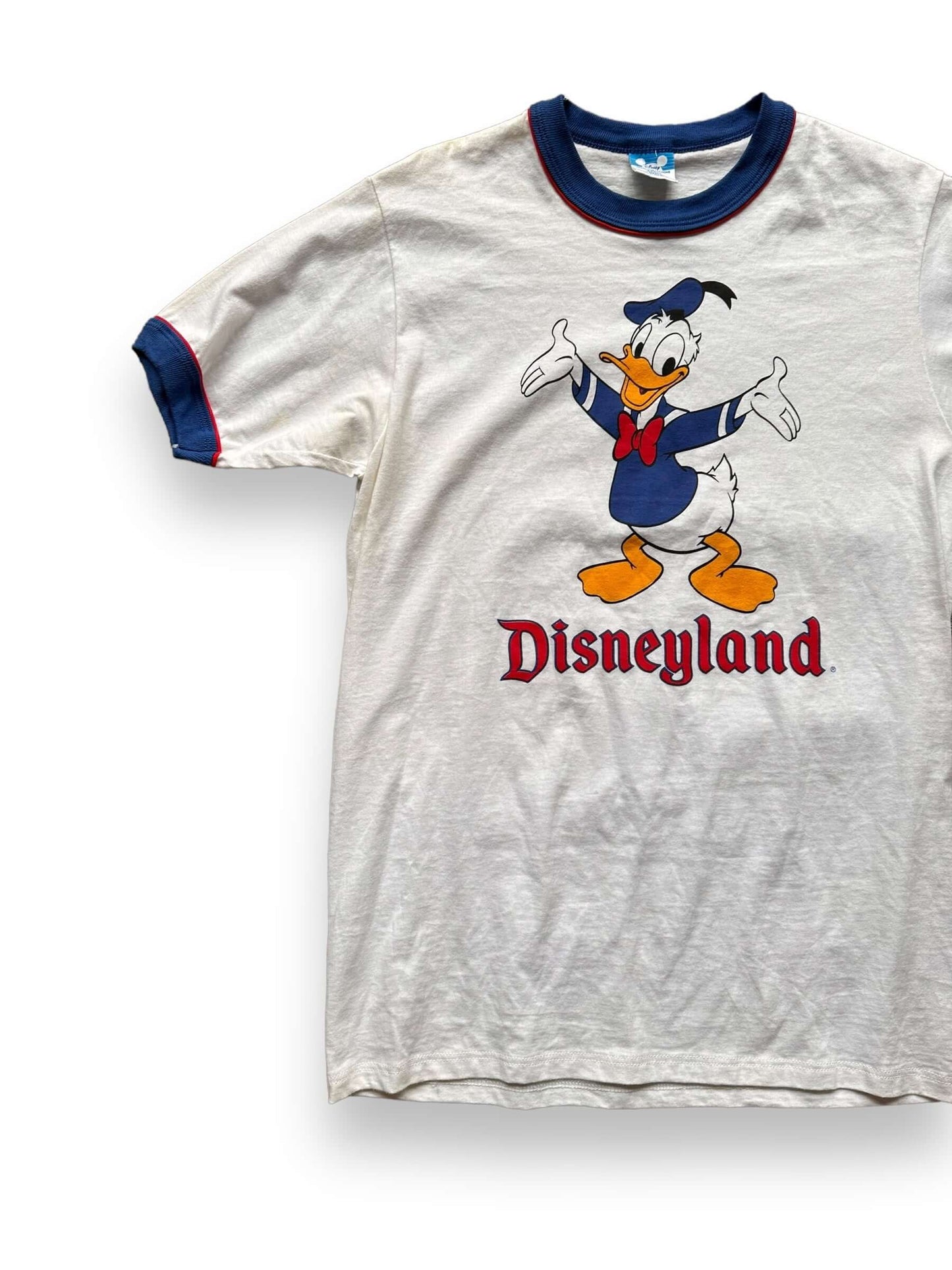 front right of Vintage Donald Duck Disney Ringer Tee SZ S