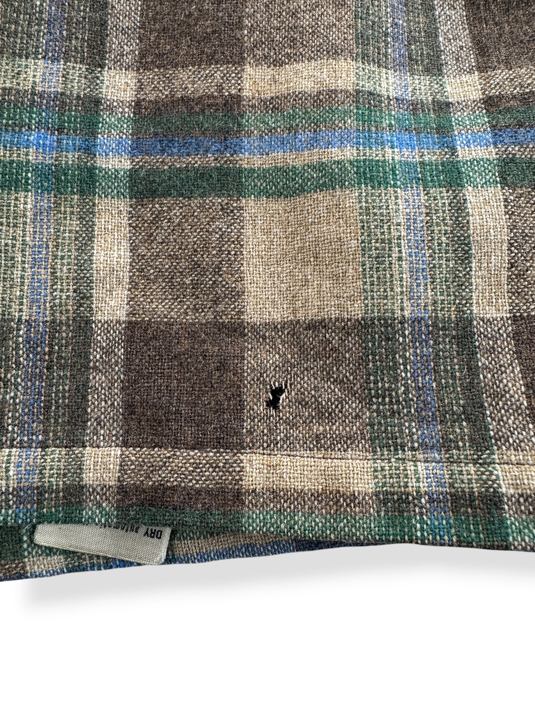 Hole on Vintage Brown & Green Pendleton Board Shirt SZ L - AS IS