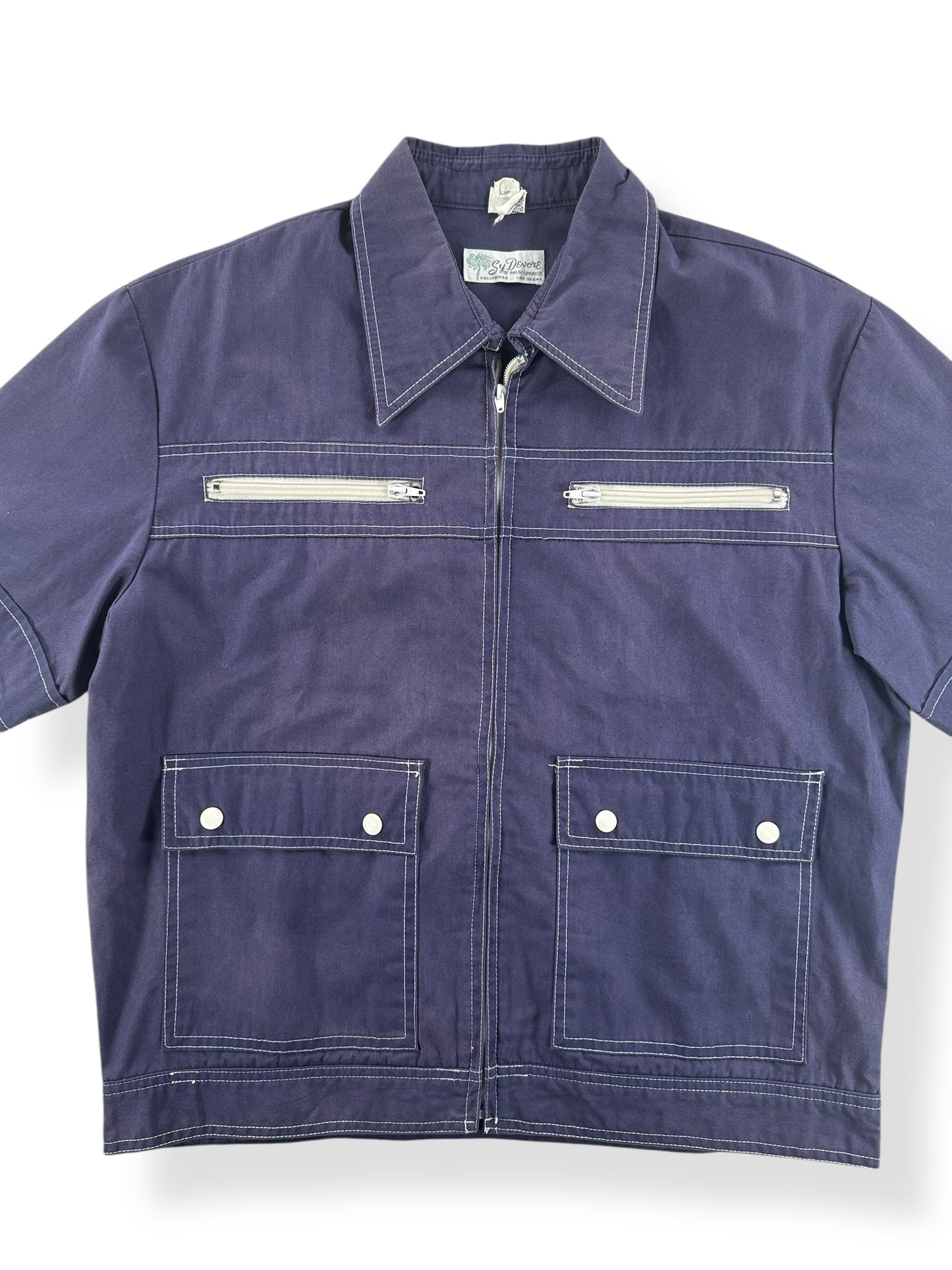 Front Close Up of Vintage Cotton/Poly Short Sleeve Jacket SZ L