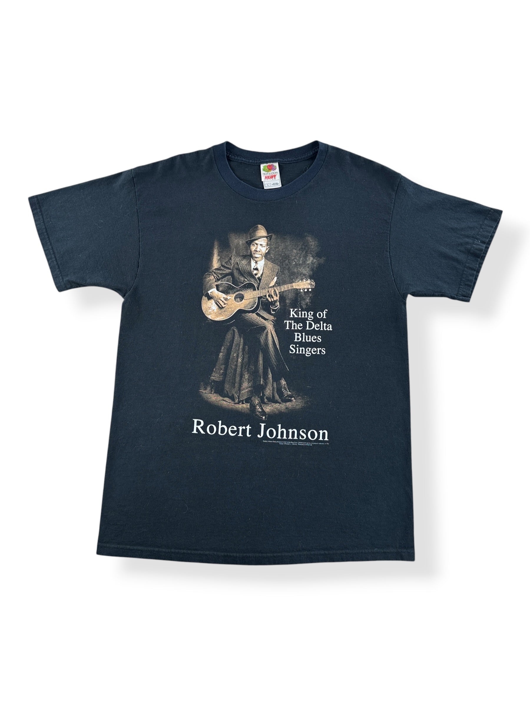 Front of Vintage Robert Johnson King of The Delta Blues Tee SZ L (Fits M)