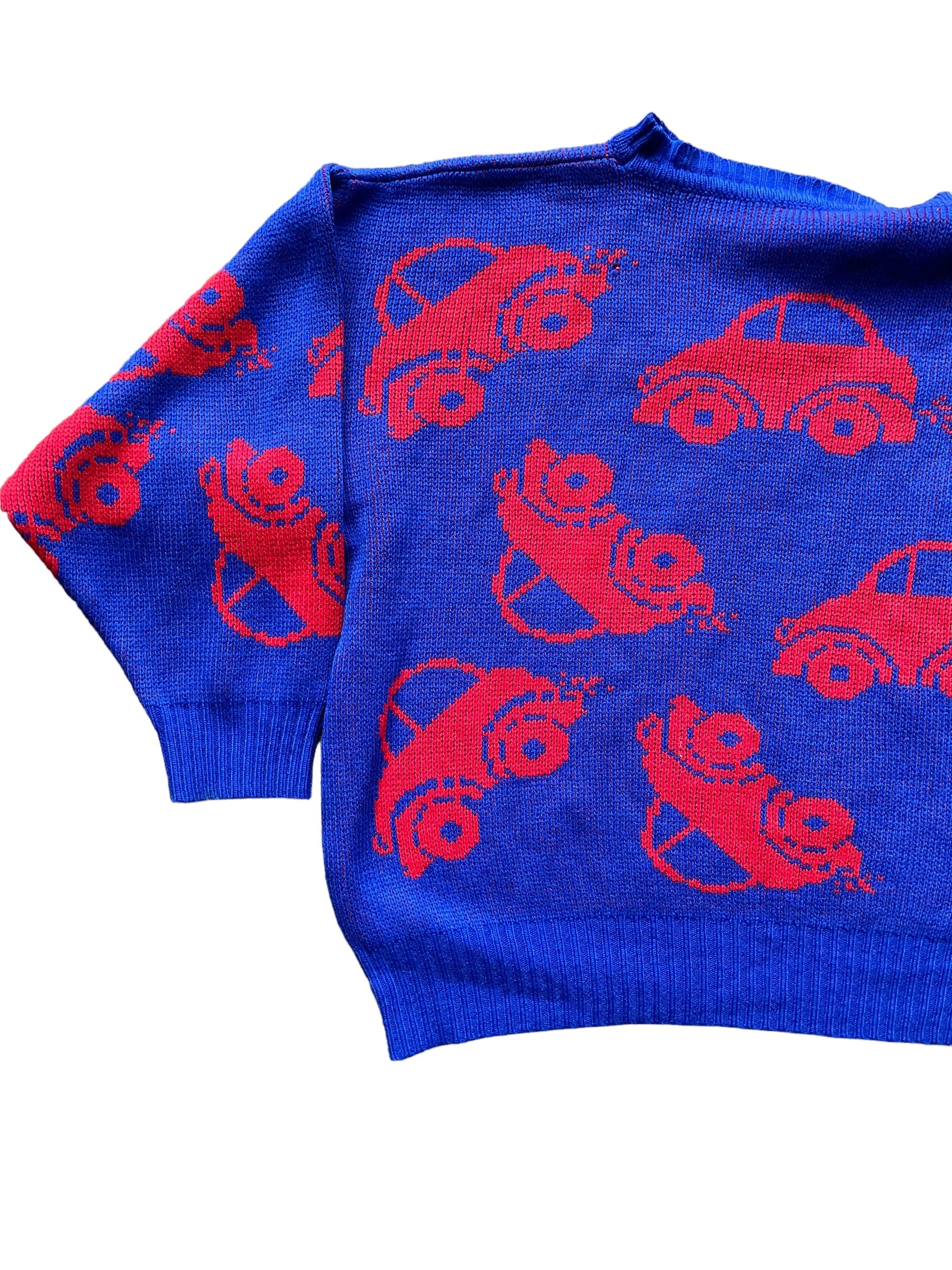 Back left sleeve view of Vintage 1970s Volks Wagen Bug Sweater SZ XL | Barn Owl Sweaters | Seattle Vintage