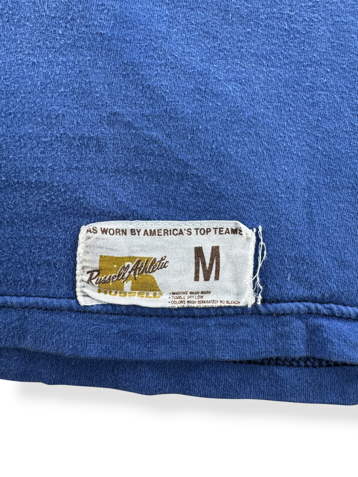 Russell tag on bottom hem of Vintage Russell Cotton Jersey SZ M (Fits S)