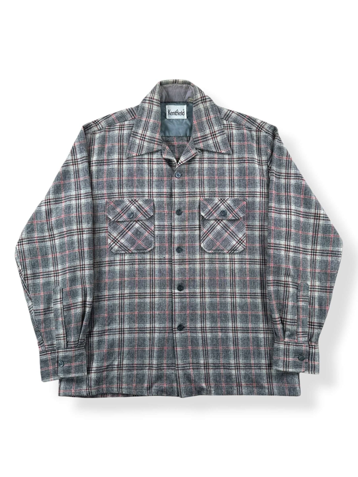 Front of Vintage Kentfield Wool Blend Loop Collar Flannel SZ M