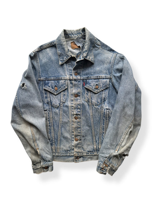 Front of Vintage Distressed/Repaired Levi's Type III Denim Trucker Jacket SZ 40L