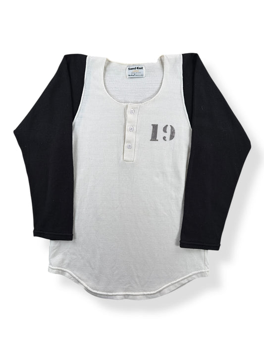 Front of Vintage Stenciled Henley SZ L (Fits M)