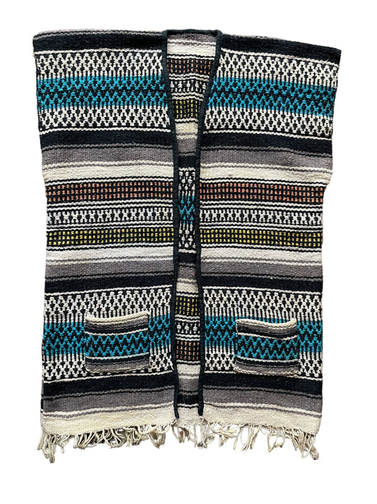Full front view of Vintage 1960s Mexican Blanket Souvenir Vest | Vintage Ladies Clothing | Barn Owl True Vintage