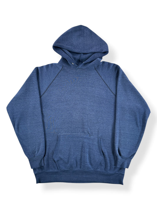 Front of Vintage Faded Blue Gussetted Hoodie SZ L