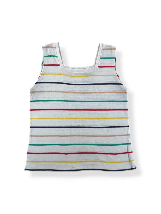 Front of Vintage Striped Knit Tank Top SZ L - AS IS