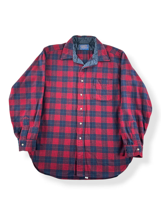 Front of Vintage Red & Navy Pendleton Flannel SZ L