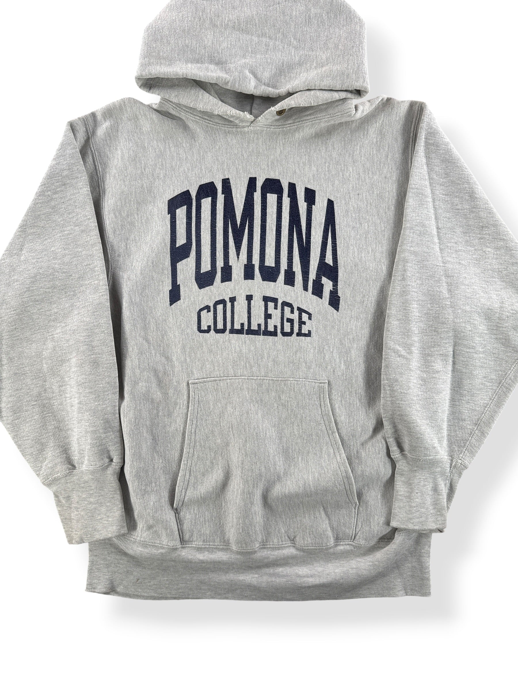 Front Close Up of Vintage Pomona College Champion Reverse Weave Hoodie SZ XL (Fits L)