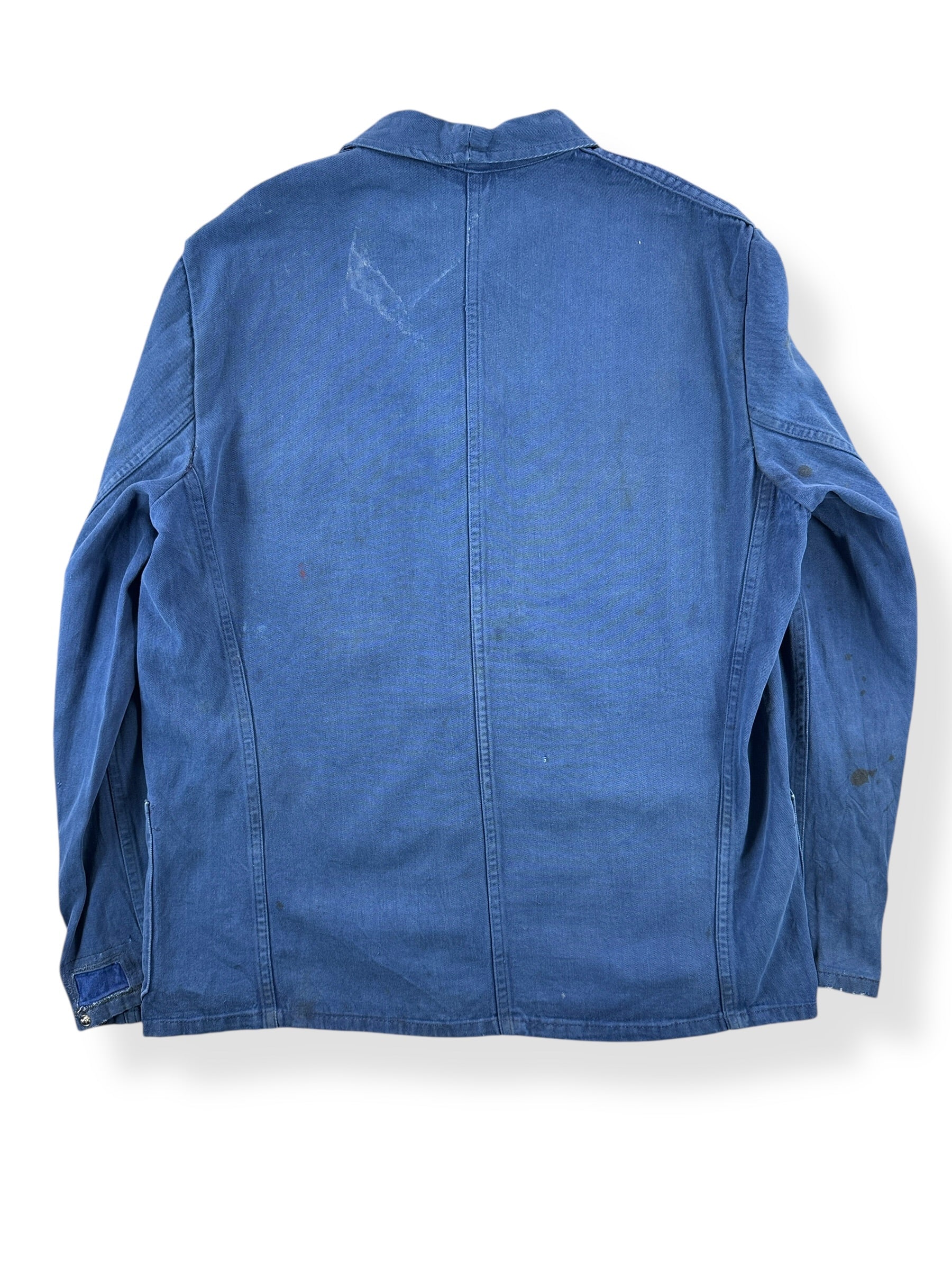 Back of Vintage Thrashed And Repaired French Chore Coat SZ L