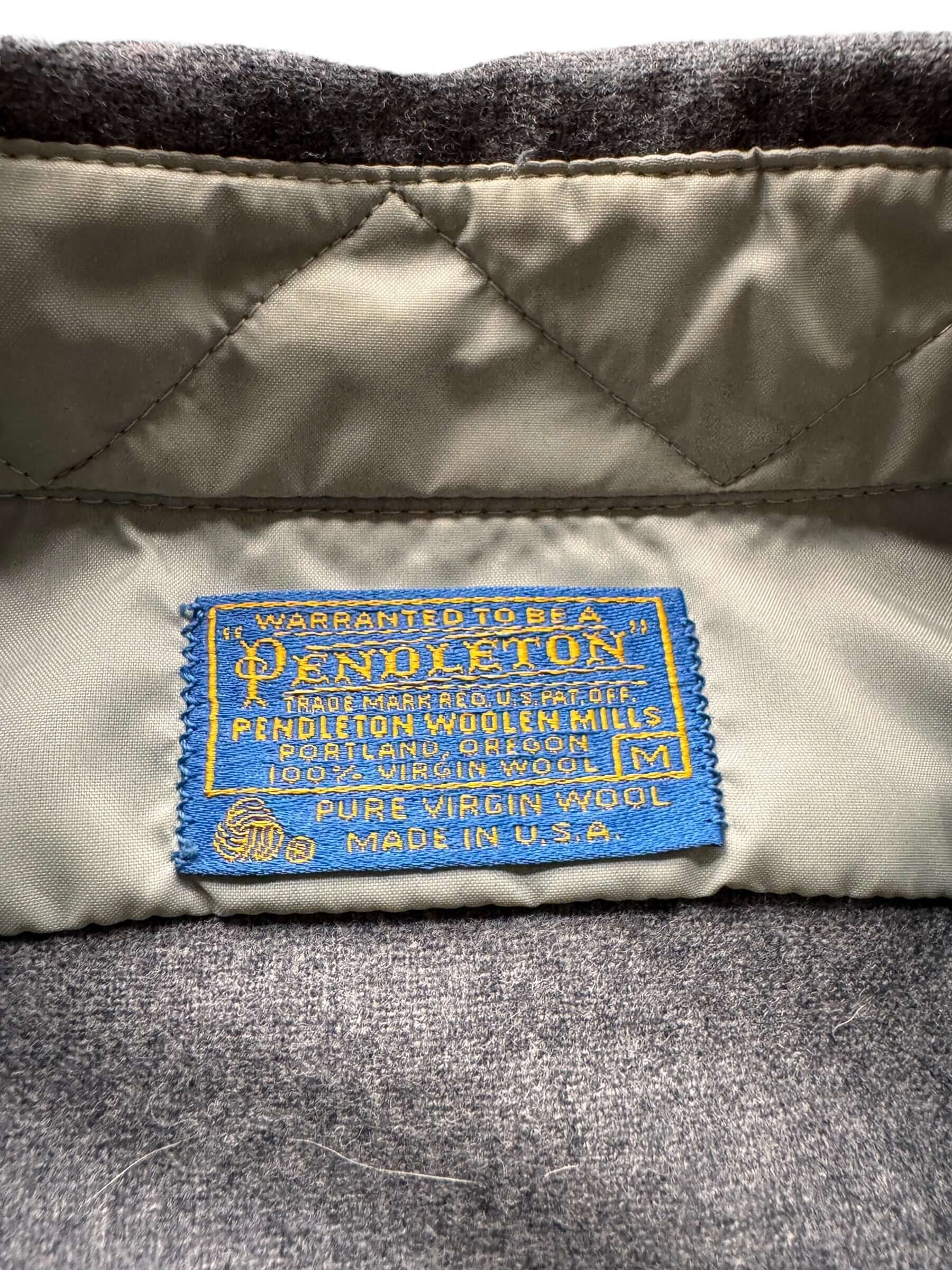 tag on Vintage Pendleton Grey Flannel SZ M