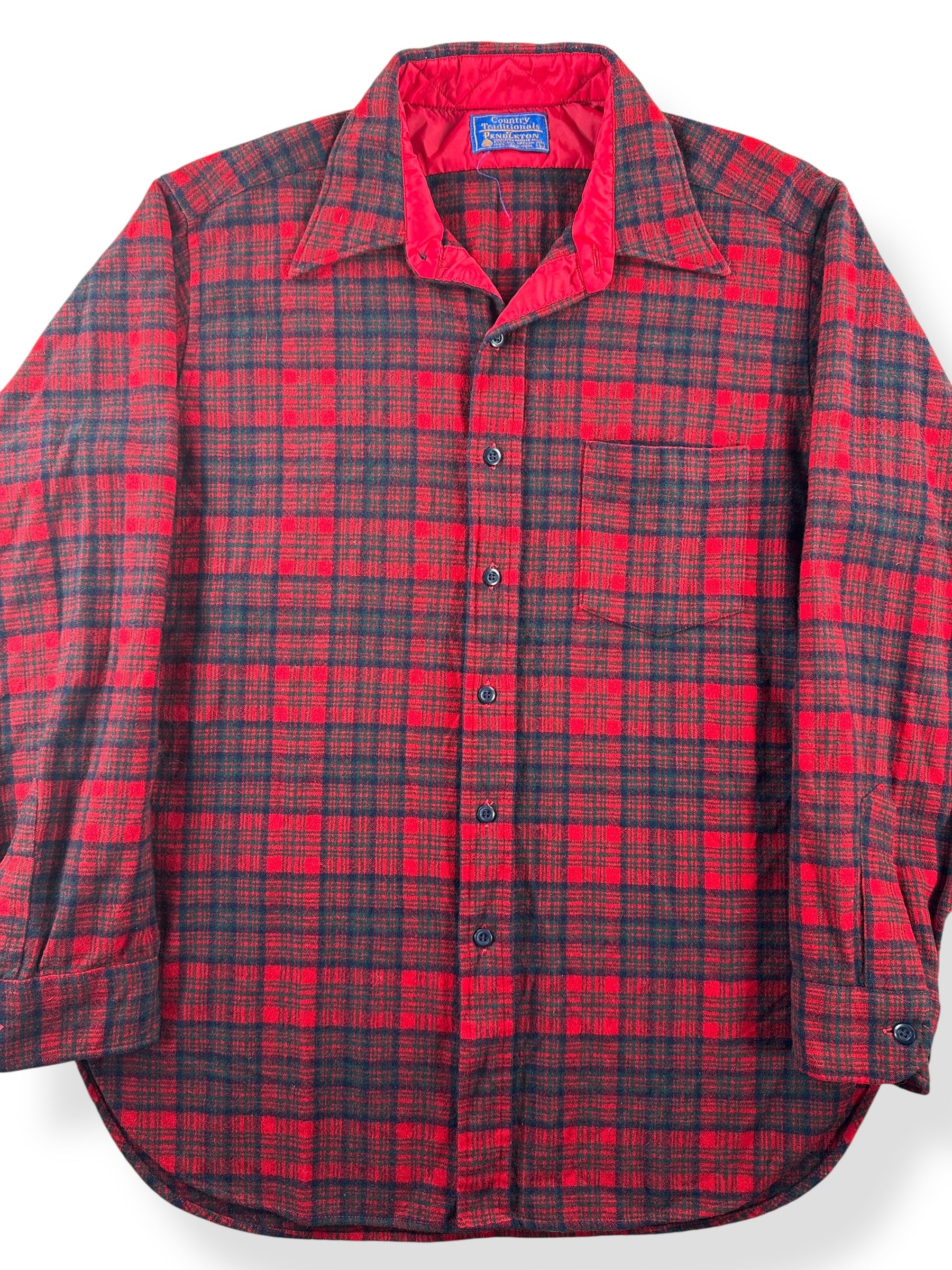 Front Close Up of Vintage Country Traditionals Pendleton Flannel SZ L