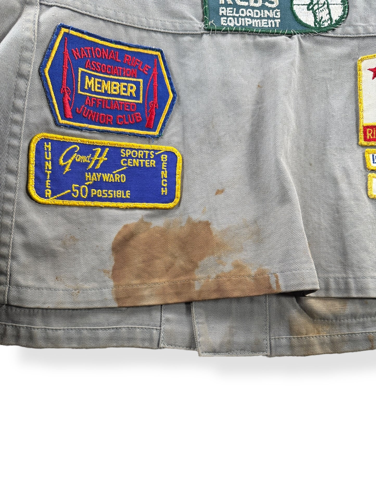 Staining on Vintage 10-X Shooting Jacket w/ Patches SZ L (Fits S)