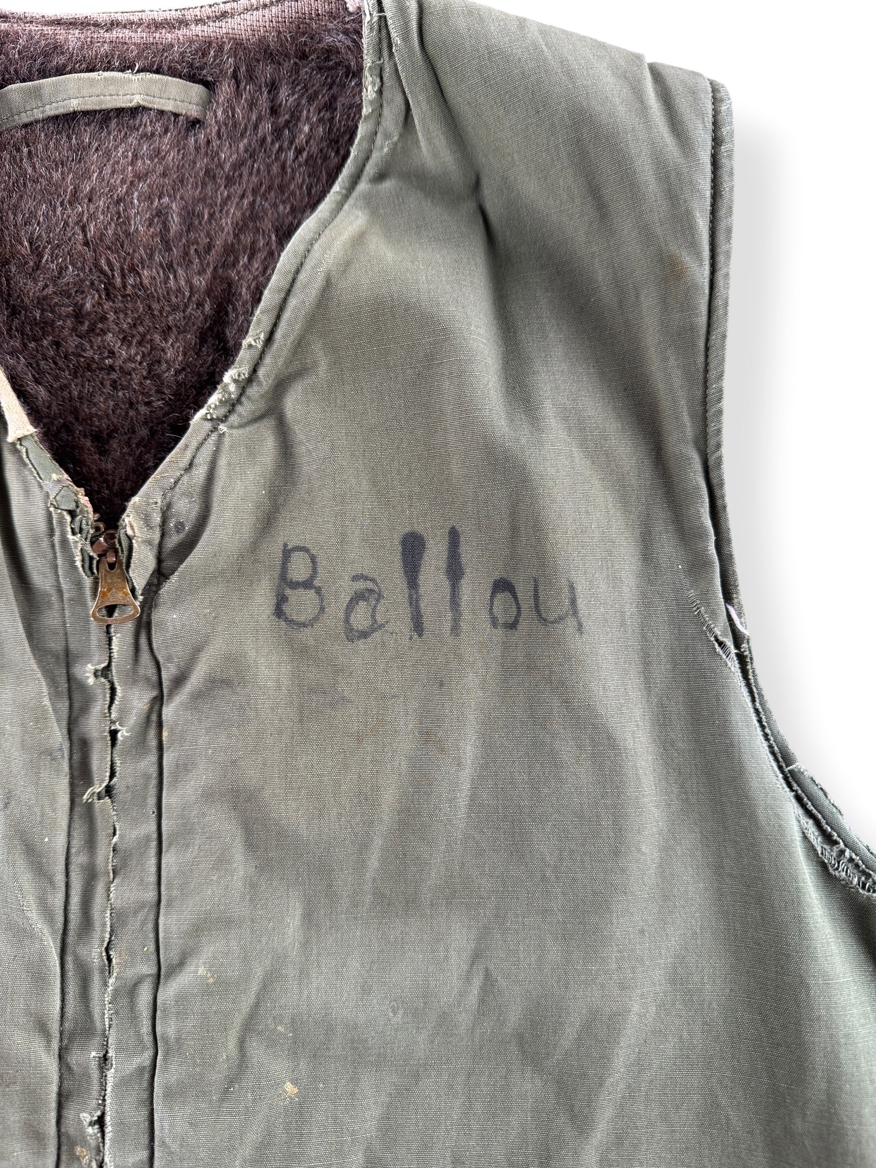 Name on front of Vintage WW2 Era Deck Vest SZ M