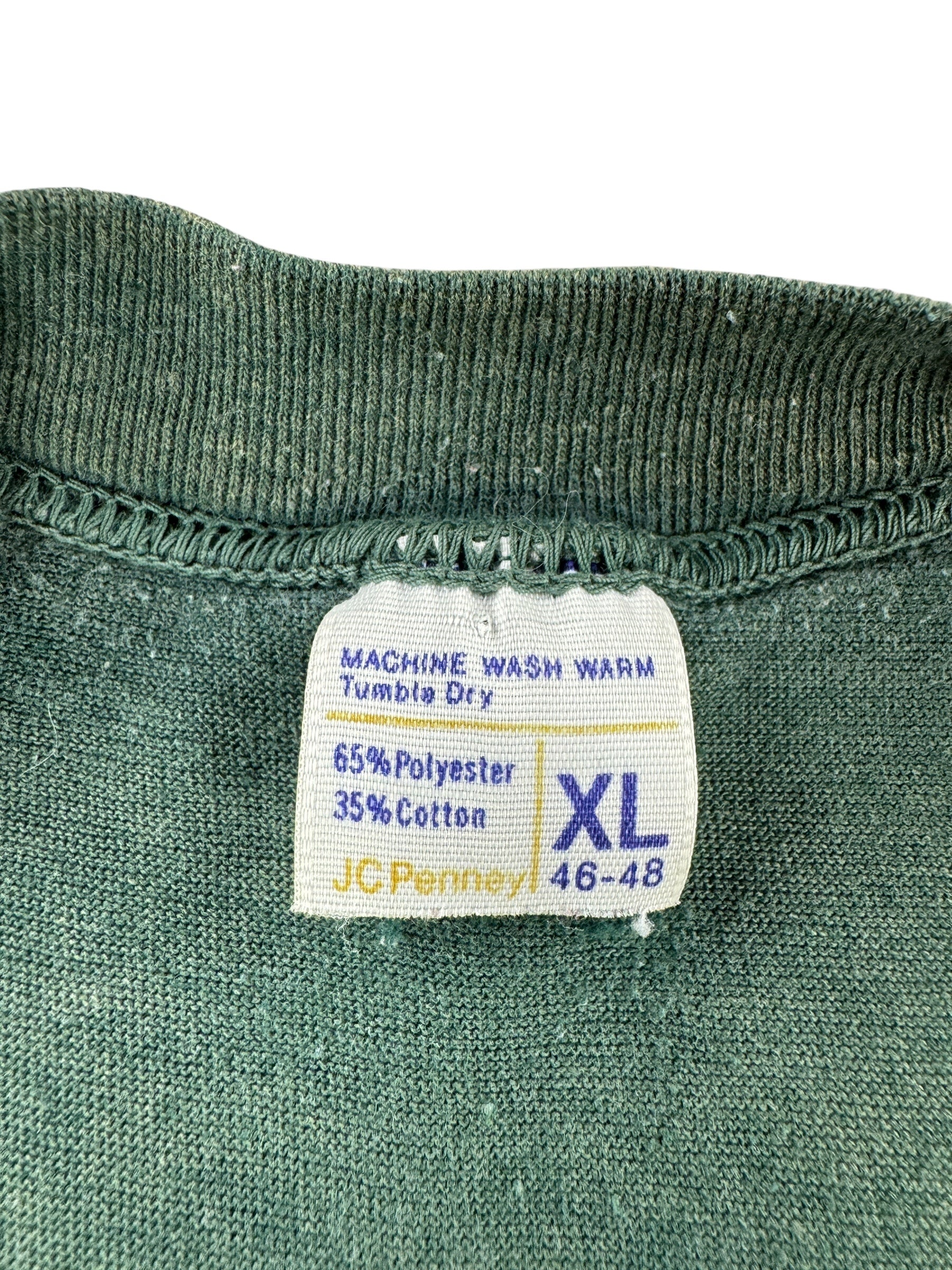 Tag on Vintage Penney's Green Pocket Tee SZ M