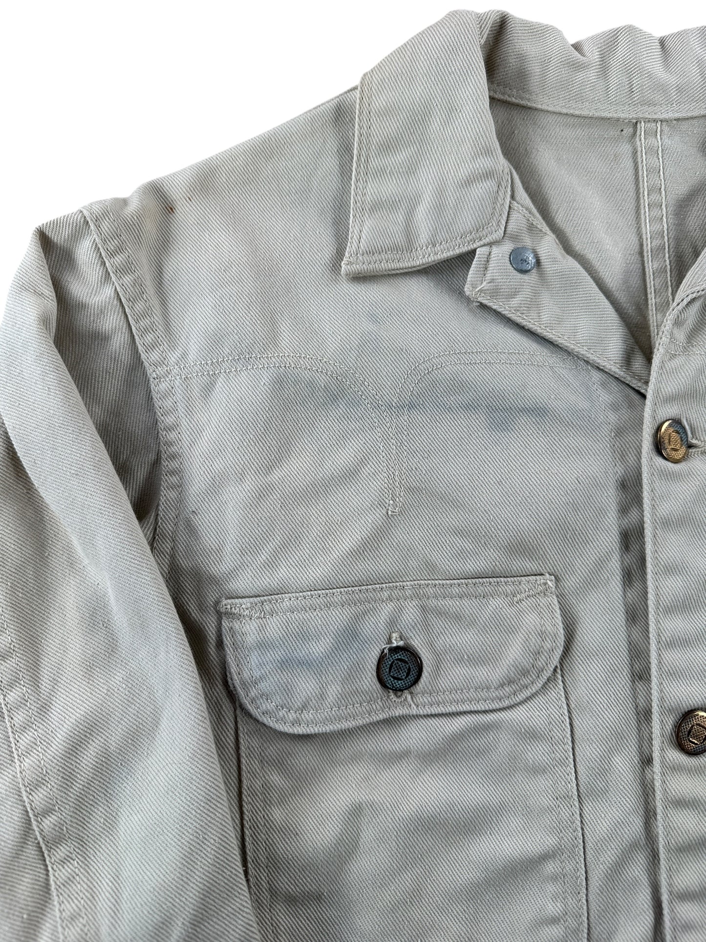 Stain on Vintage Light Wash Key Denim Jacket SZ S
