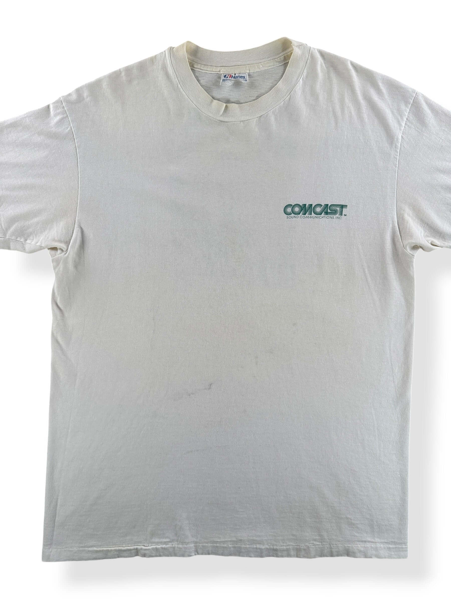 Front Close Up of Vintage Comcast I Survived The '91 Meridian Fire Tee SZ L