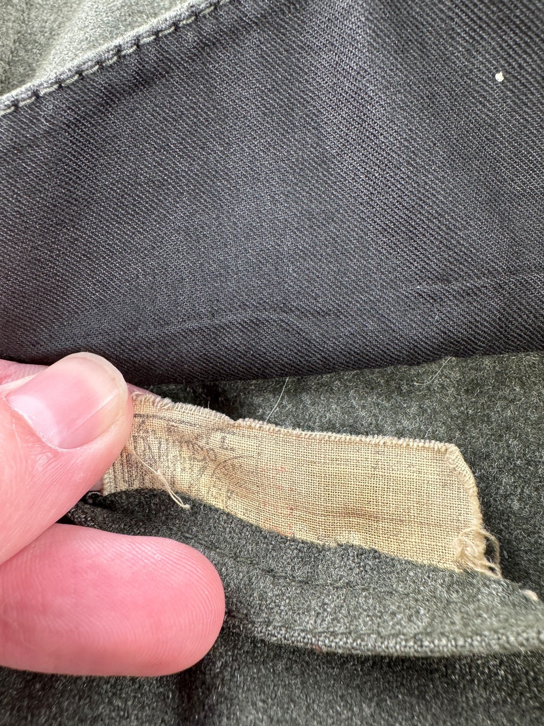 Union Tag on Vintage Filson Union Made Forestry Cloth Cruiser SZ 44