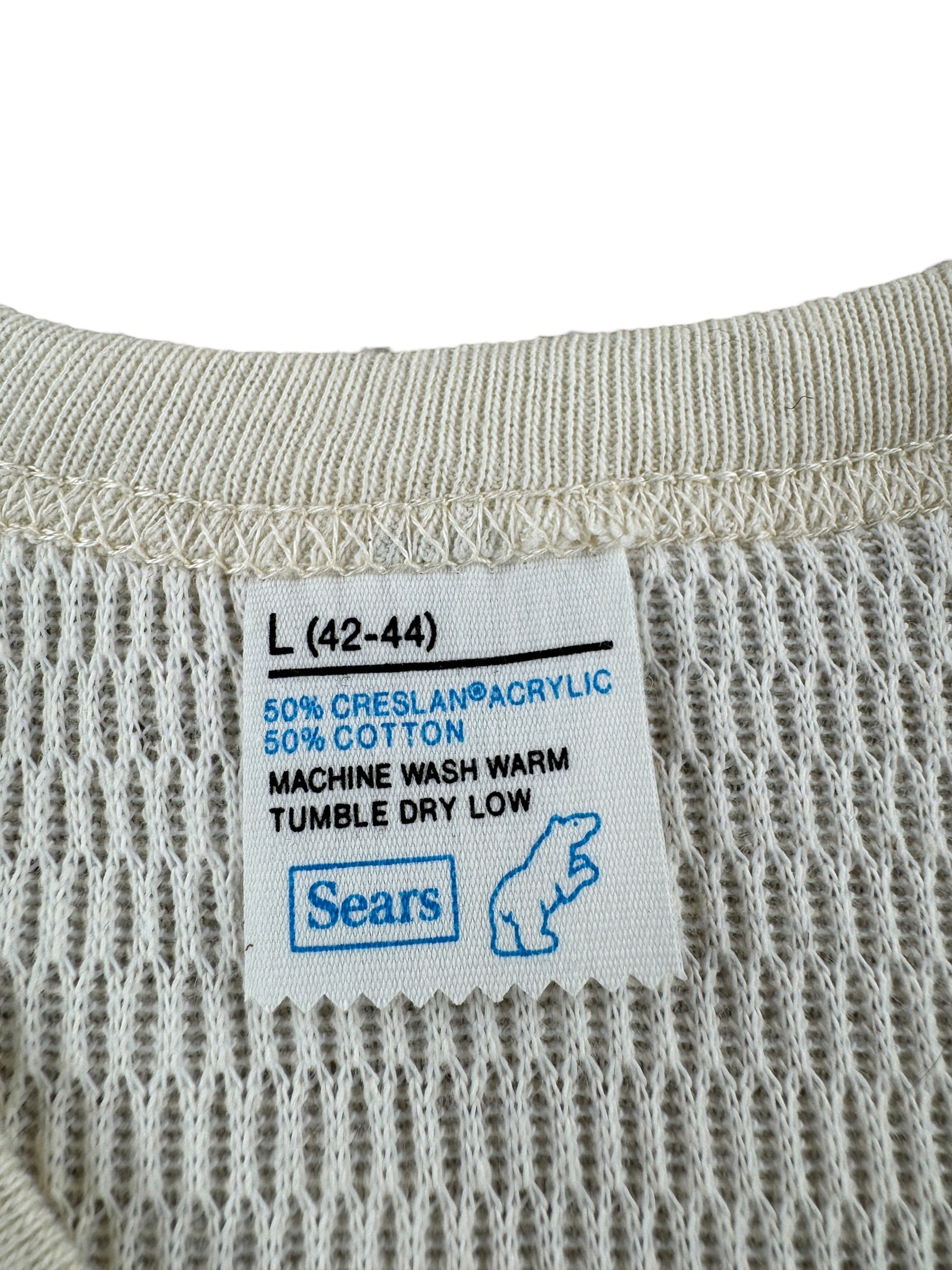 Tag on Vintage Sears Waffle Thermal Shirt SZ L (Fits XS)