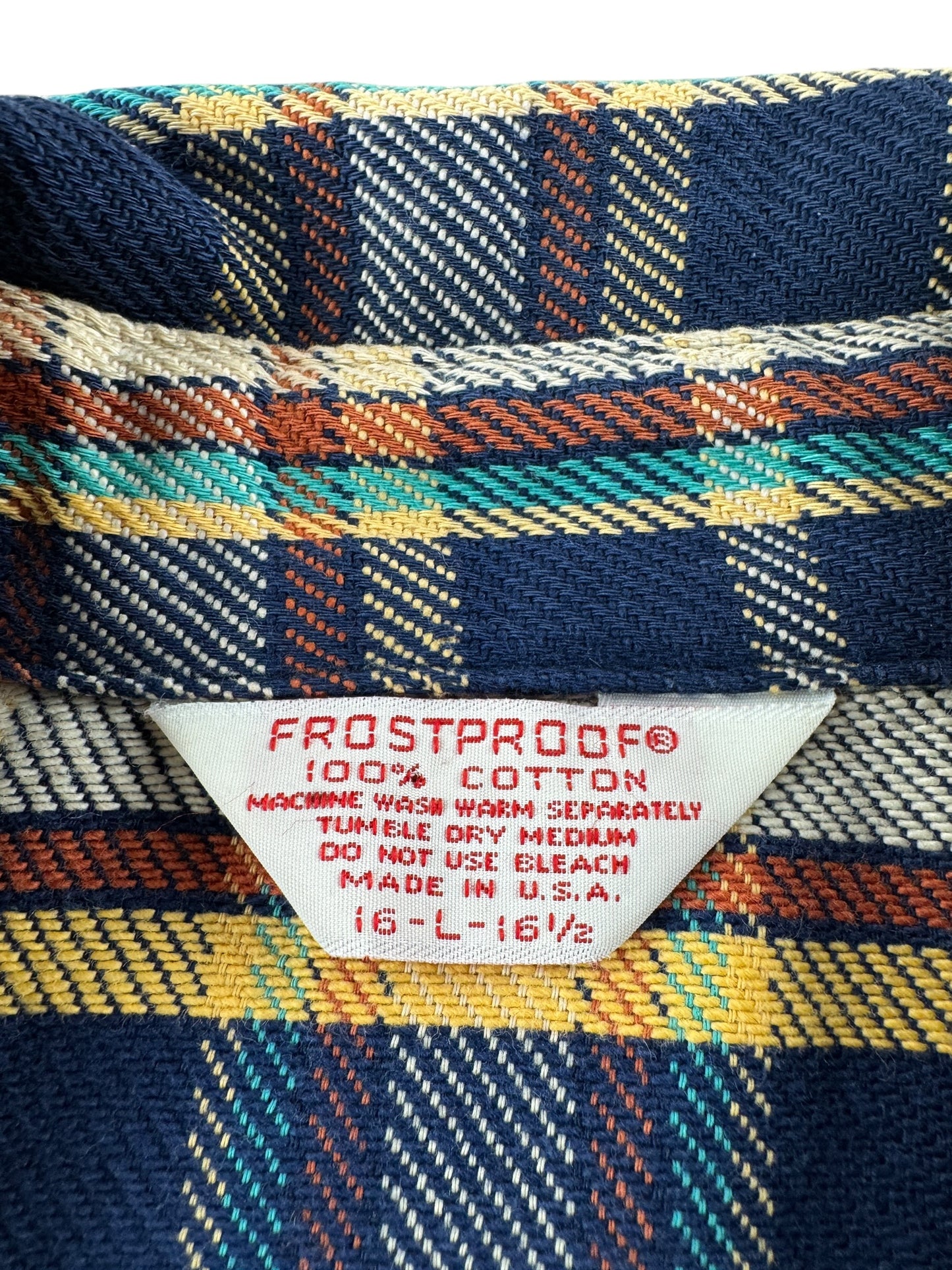 Tag on Vintage Frostproof Cotton Flannel SZ L