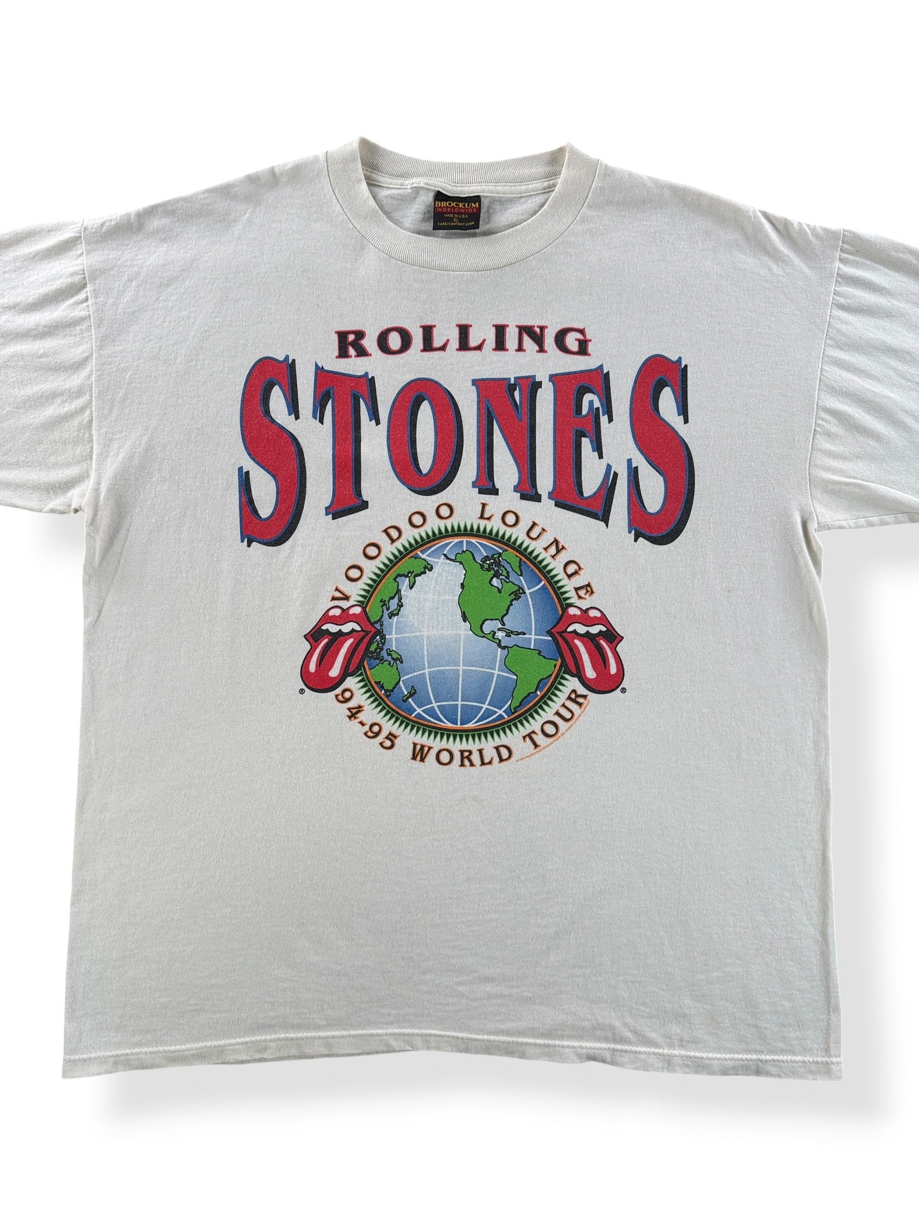 Front Close Up of Vintage Rolling Stones Voodoo Lounge Globe Tee SZ XL